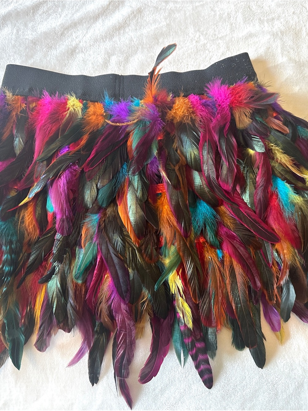 Multicolor Feather Trim Mini Skirt - Picture 3 of 6